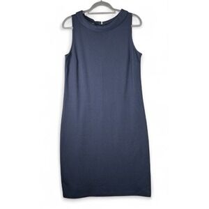 TALBOTS Navy Shift Tank Dress Womens Size Med Boatneck Zipper‎ Back Minimalist